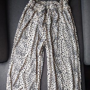 White Leopard Flowy Trousers 3/4 length
